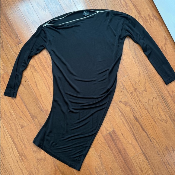 MCQ Alexander McQueen Black Zip Boat Neck Asymmetric Dress Size S - Picture 1 of 8